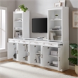 Crosley Furniture Stanton 3-Piece Wood Sideboard & Storage Bookcase Set in White