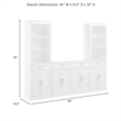 Crosley Furniture Stanton 3-Piece Wood Sideboard & Storage Bookcase Set in White