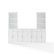 Crosley Furniture Stanton 3-Piece Wood Sideboard & Storage Bookcase Set in White