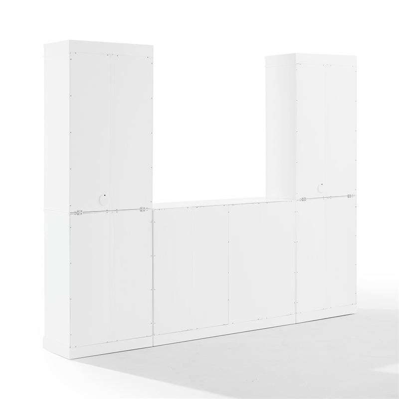 Crosley Furniture Stanton 3-Piece Wood Sideboard & Storage Bookcase Set in White