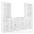 Crosley Furniture Stanton 3-Piece Wood Sideboard & Storage Bookcase Set in White
