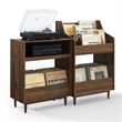 Crosley Furniture Liam 2-Piece Wood Record Player Stand And Storage Set - Walnut
