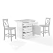 Crosley Furniture Cutler 3-Piece Wood Kitchen Island w/ X-Back Stools in White