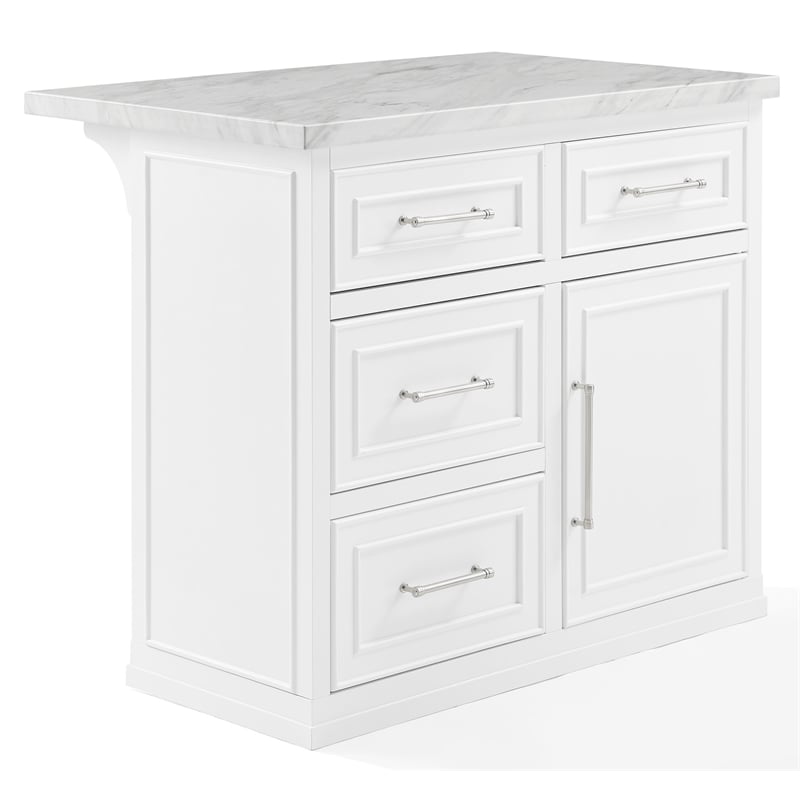 Crosley Furniture Cutler Modern MDF Wood Kitchen Island in White