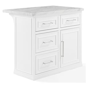 Crosley Furniture Cutler Modern MDF Wood Kitchen Island in White