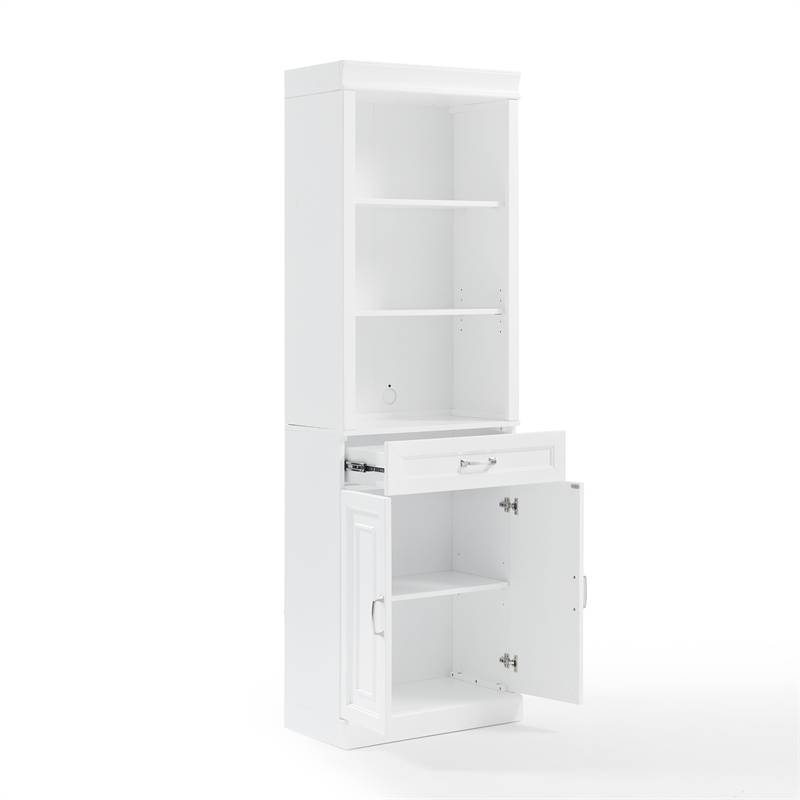 Crosley Furniture Stanton Wood Storage Bookcase Set in White (Set of 2)
