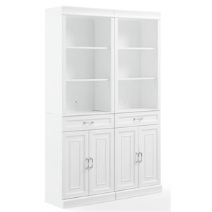 Crosley Furniture Stanton Wood Storage Bookcase Set in White (Set of 2)