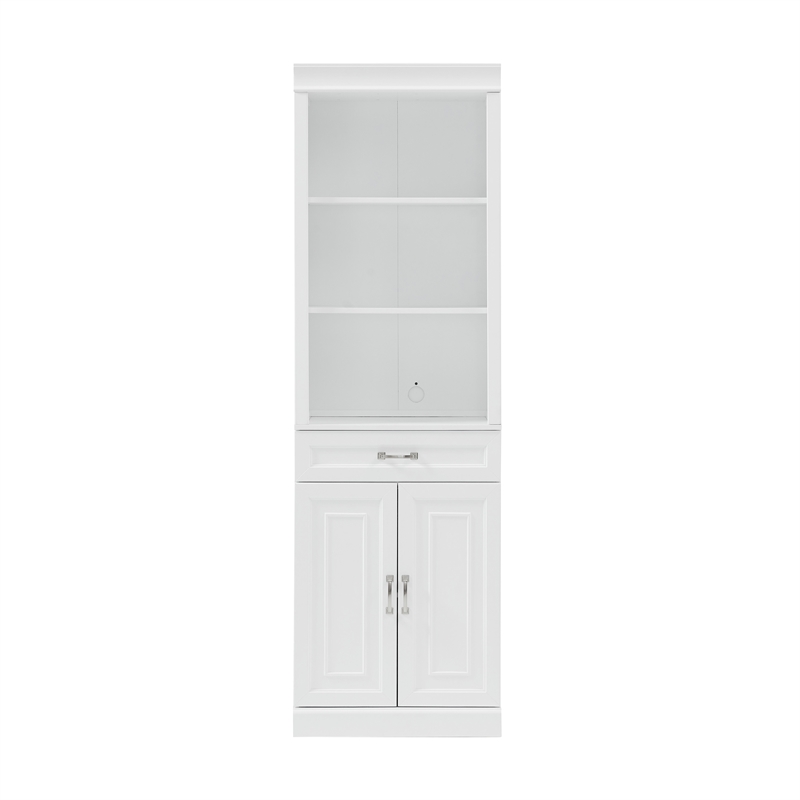 Crosley Furniture Stanton Traditional Wood/Metal Storage Bookcase in White