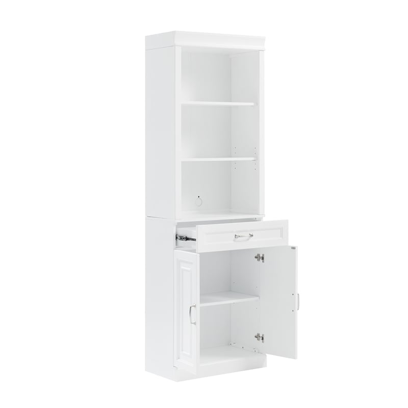 Crosley Furniture Stanton Traditional Wood/Metal Storage Bookcase in White
