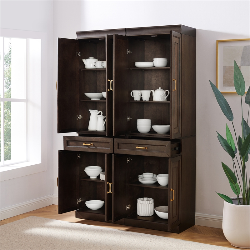 Crosley Furniture Stanton Wood Kitchen Storage Pantry Set - Coffee (Set of 2)