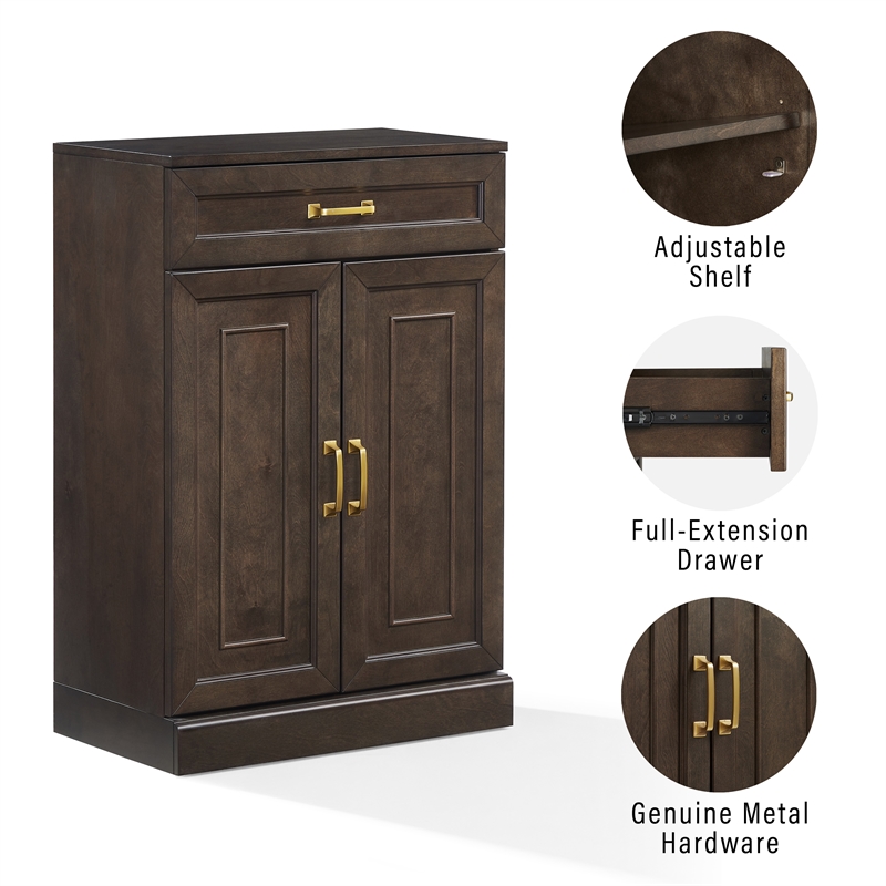Crosley Furniture Stanton Traditional Wood Kitchen Storage Pantry - Coffee