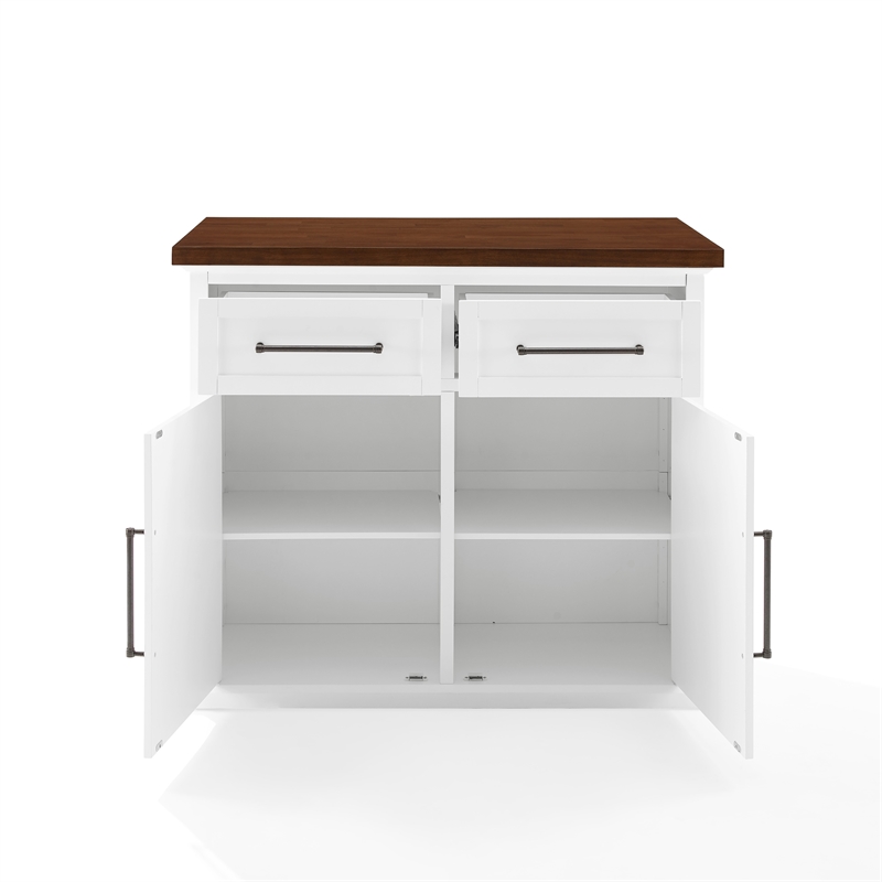 Crosley Furniture Bartlett Modern Wood Kitchen Island in White/Walnut