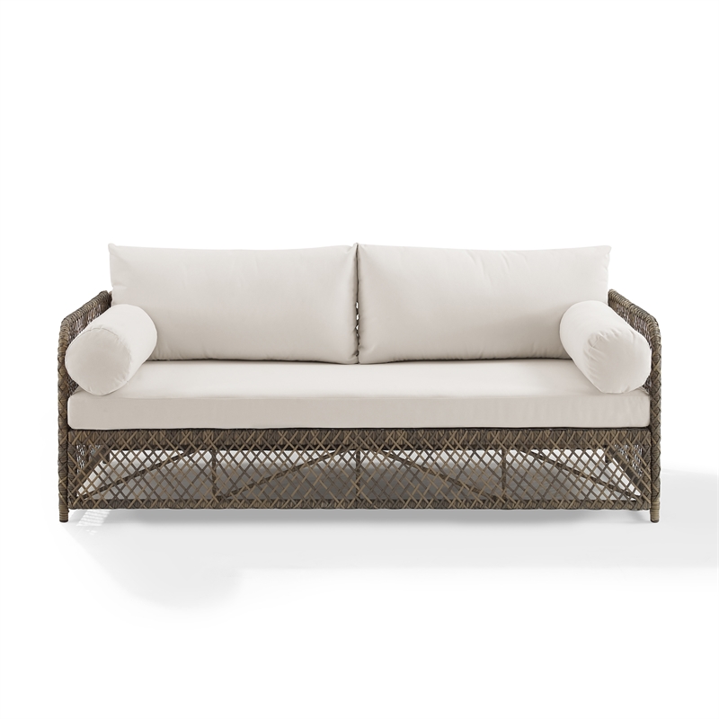Crosley Furniture Granite Bay Fabric Outdoor Sofa in Cream White/Stone