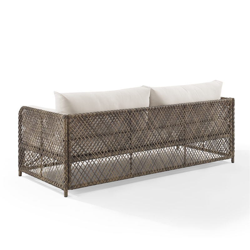 Crosley Furniture Granite Bay Fabric Outdoor Sofa in Cream White/Stone