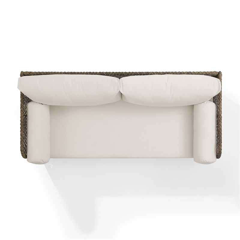 Crosley Furniture Granite Bay Fabric Outdoor Sofa in Cream White/Stone