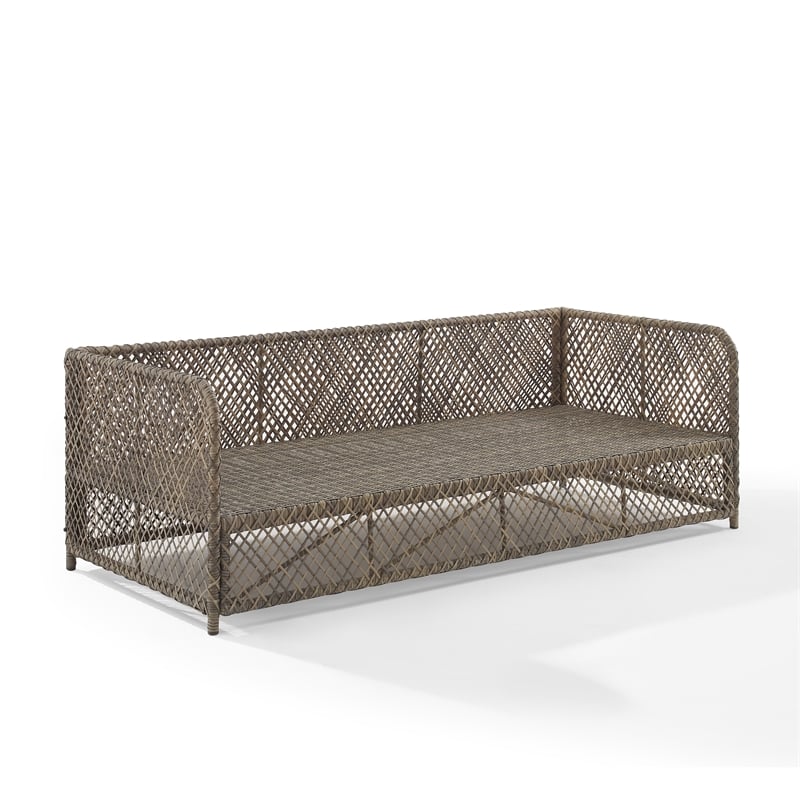 Crosley Furniture Granite Bay Fabric Outdoor Sofa in Cream White/Stone