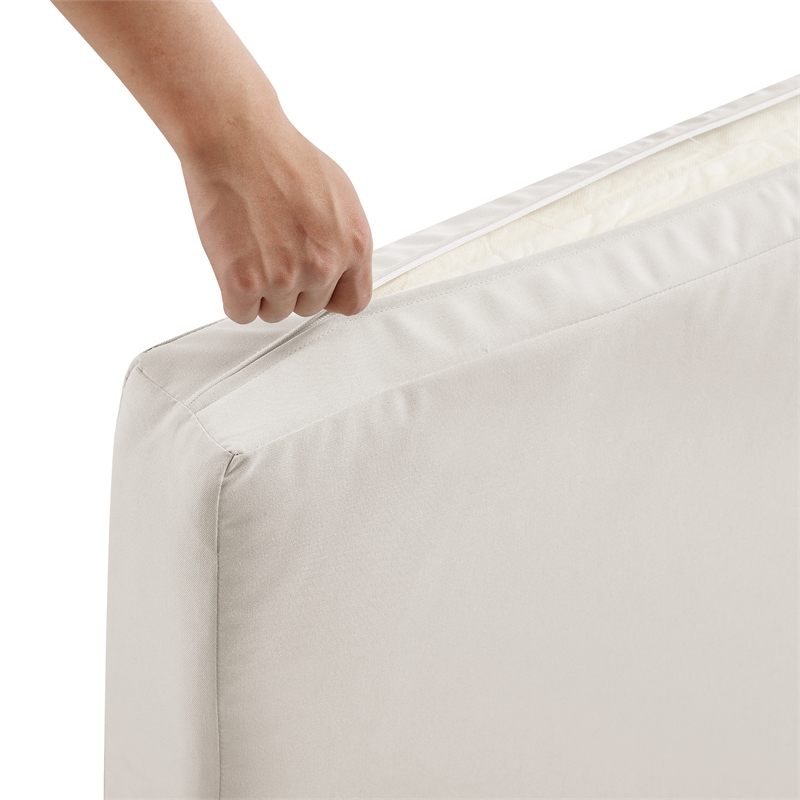Crosley Furniture Granite Bay Fabric Outdoor Sofa in Cream White/Stone