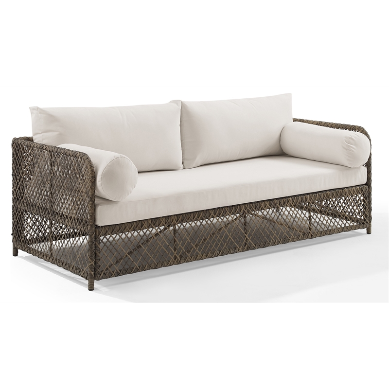 Crosley Furniture Granite Bay Fabric Outdoor Sofa in Cream White/Stone