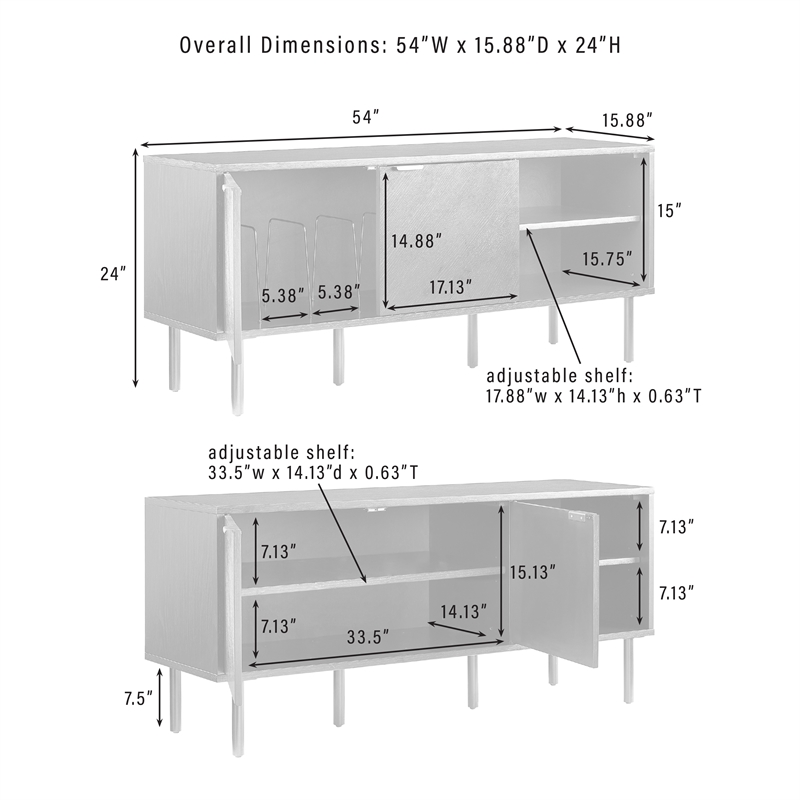 Crosley Furniture Brody Record Storage Modern Wood Sideboard in Black