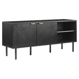 Crosley Furniture Brody Record Storage Modern Wood Sideboard in Black