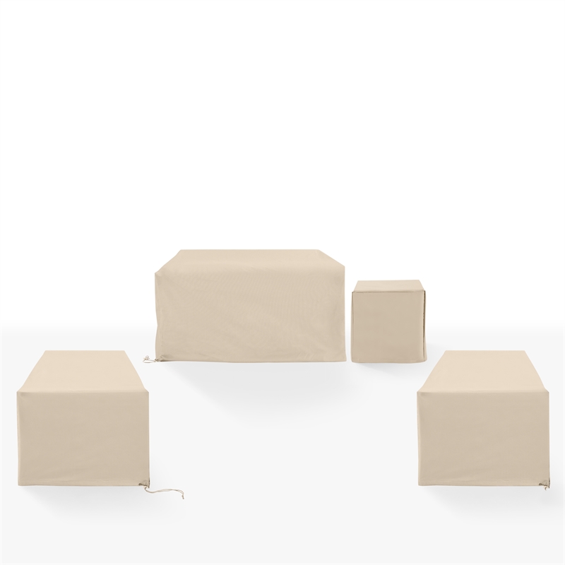Crosley Furniture Covers 4-Piece Vinyl Outdoor Sofa Cover Set in Tan