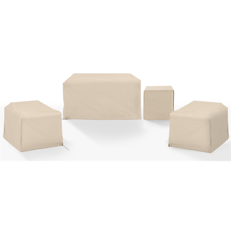 Crosley Furniture Covers 4-Piece Vinyl Outdoor Sofa Cover Set in Tan
