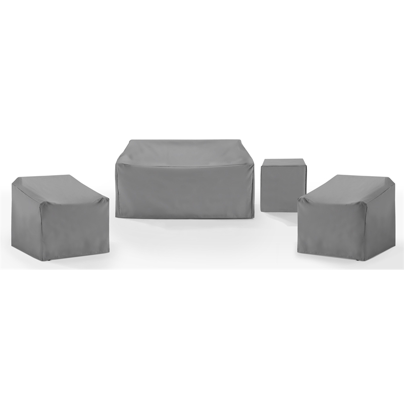 Crosley Furniture Covers 4-Piece Vinyl Outdoor Sofa Cover Set in Gray