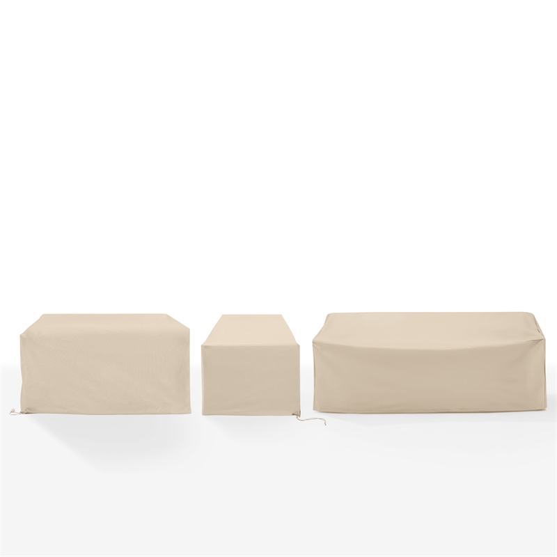 Crosley Furniture Covers 3-Piece Vinyl Outdoor Sectional Cover Set in Tan