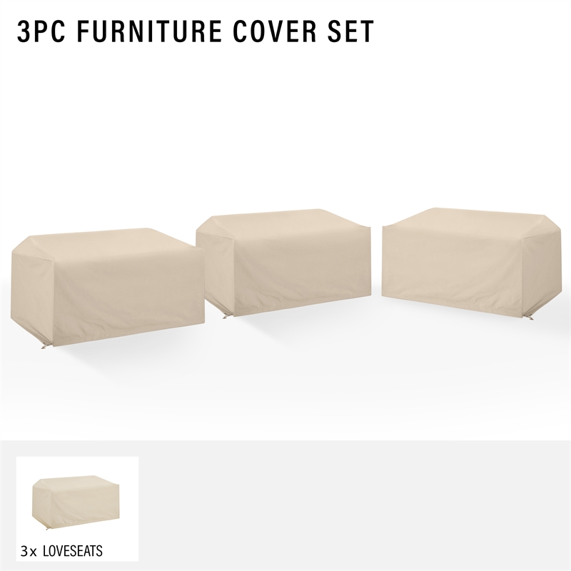 Crosley Furniture Covers Vinyl Outdoor Loveseat Cover in Tan (Set of 3)