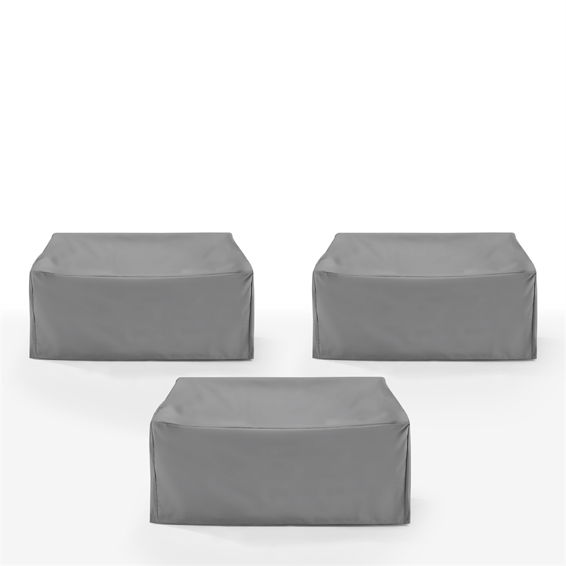 Crosley Furniture Covers Vinyl Outdoor Loveseat Cover in Gray (Set of 3)