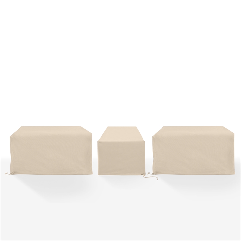 Crosley Furniture Covers 3-Piece Vinyl Outdoor Sectional Cover Set in Tan