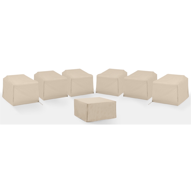 Crosley Furniture Covers 7-Piece Vinyl Outdoor Sectional Cover Set in Tan