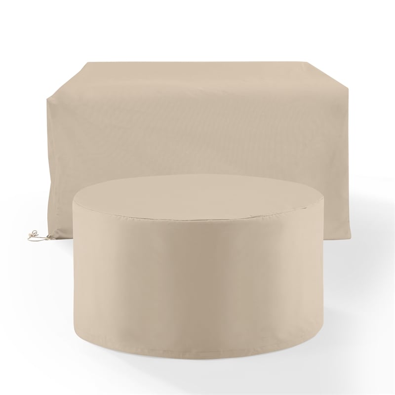 Crosley Furniture Covers 2-Piece Traditional Vinyl Outdoor Sofa Cover Set in Tan
