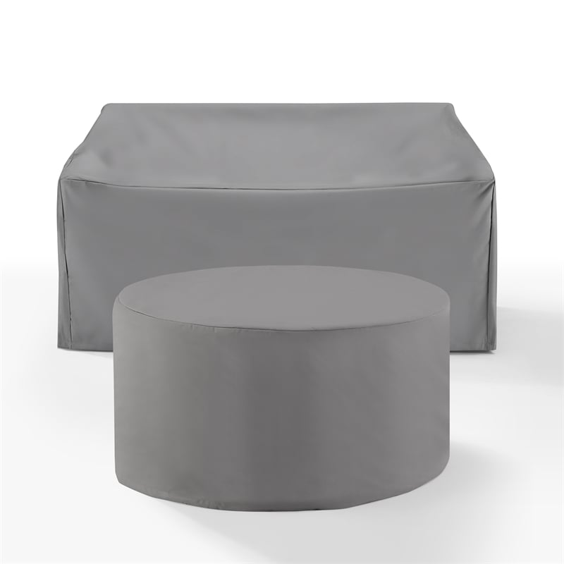 Crosley Furniture Covers 2-Pc Traditional Vinyl Outdoor Sofa Cover Set in Gray