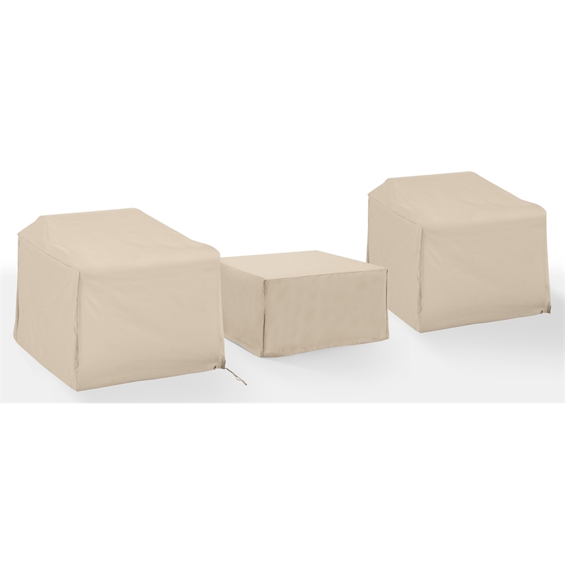 Crosley Furniture Covers 3-Piece Traditional Vinyl Outdoor Sofa Cover Set in Tan