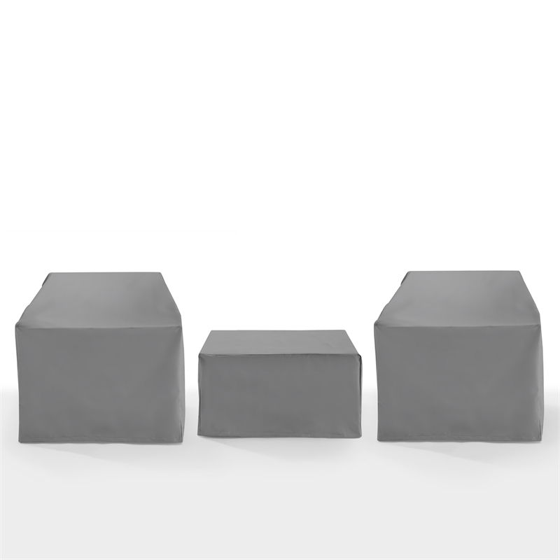 Crosley Furniture Covers 3-Pc Traditional Vinyl Outdoor Sofa Cover Set in Gray