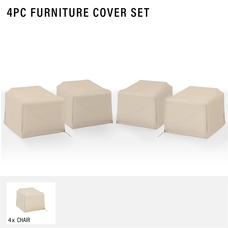 Crosley Furniture Covers Traditional Vinyl Outdoor Chair Cover in Tan (Set of 4)