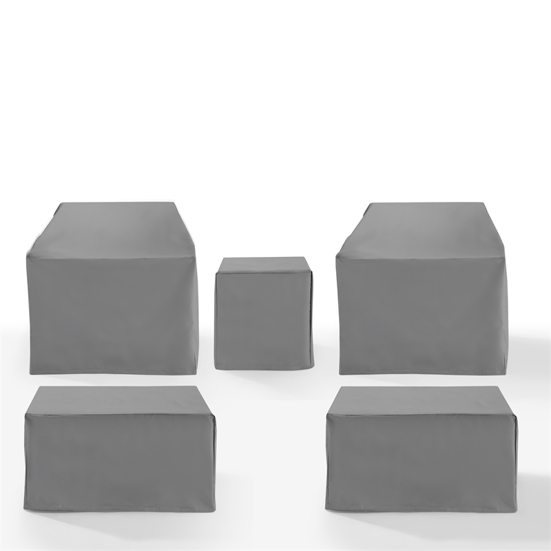 Crosley Furniture Covers 5-Pc Traditional Vinyl Outdoor Sofa Cover Set in Gray