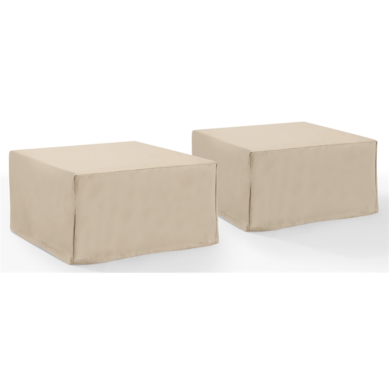 Crosley Furniture Covers Vinyl Square Table and Ottoman Cover in Tan (Set of 2)