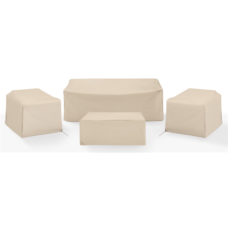 Crosley Furniture Covers 4-Piece Vinyl Outdoor Sofa Cover Set in Tan