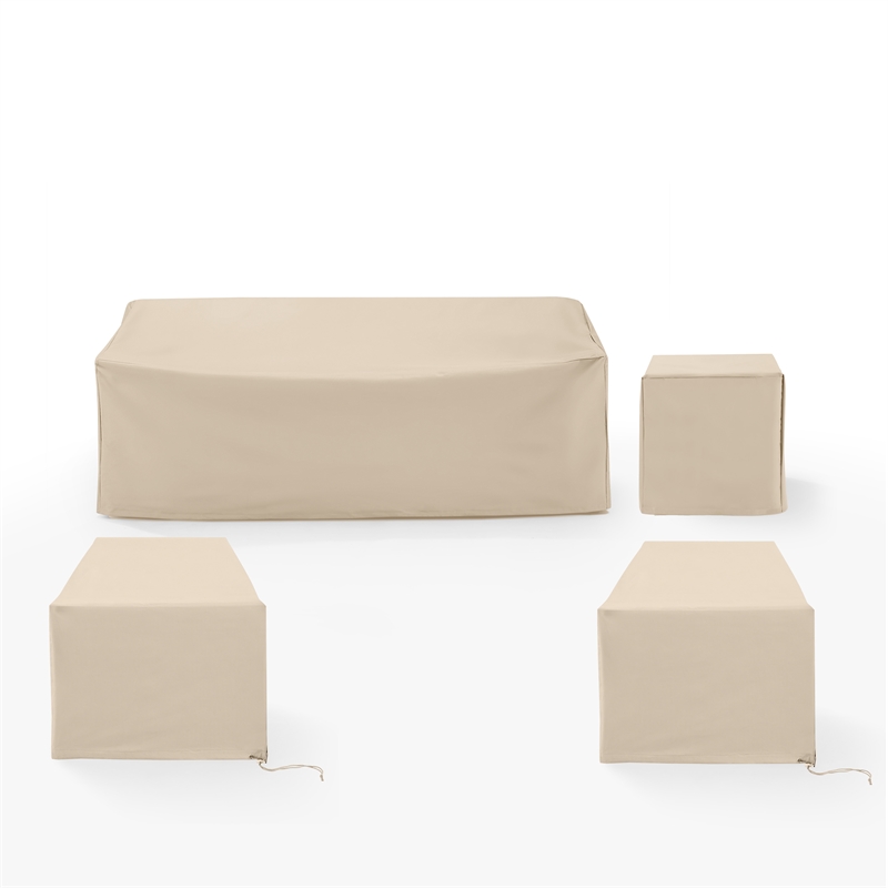 Crosley Furniture Covers 4-Piece Traditional Vinyl Outdoor Sofa Cover Set in Tan
