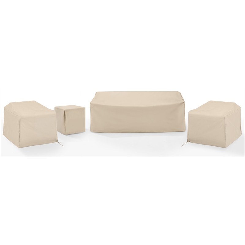 Crosley Furniture Covers 4-Piece Traditional Vinyl Outdoor Sofa Cover Set in Tan