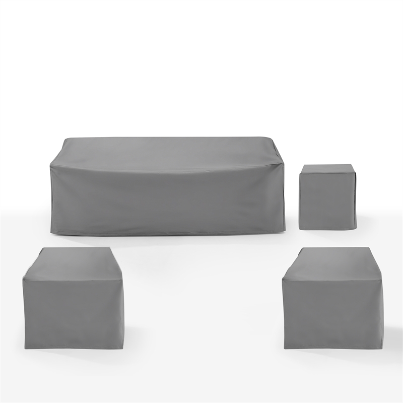 Crosley Furniture Covers 4-Piece Traditional Vinyl Sofa Cover Set in Gray