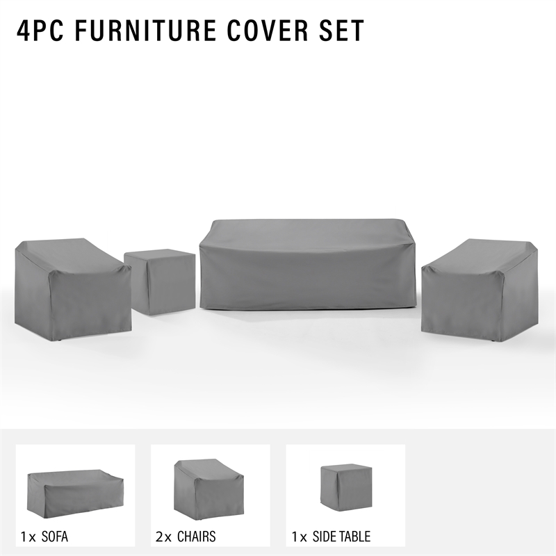 Crosley Furniture Covers 4-Piece Traditional Vinyl Sofa Cover Set in Gray