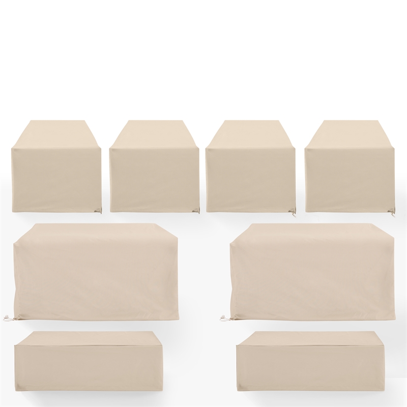 Crosley Furniture Covers 8-Piece Traditional Vinyl Outdoor Sofa Cover Set in Tan