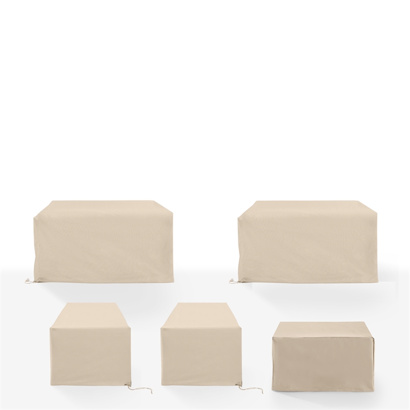 Crosley Furniture Covers 5-Piece Vinyl Outdoor Sectional Cover Set in Tan