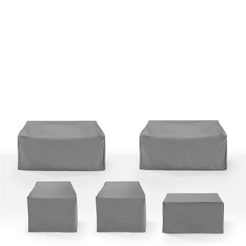 Crosley Furniture Covers 5-Piece Vinyl Outdoor Sectional Cover Set in Gray