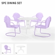 Crosley Tulip 5 Piece Retro Outdoor Dining Set in Lavender
