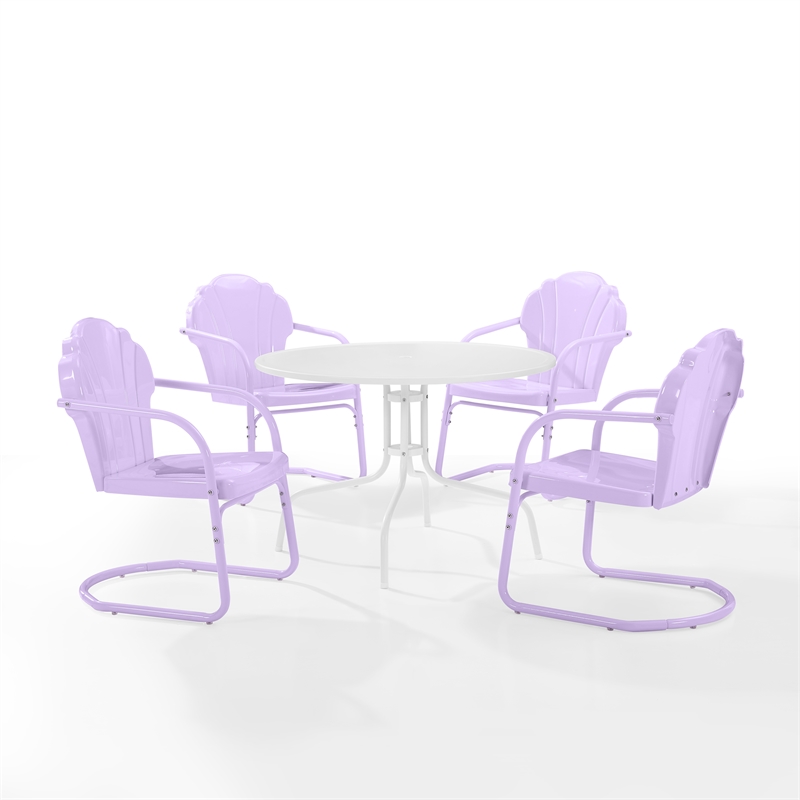 Crosley Tulip 5 Piece Retro Outdoor Dining Set in Lavender