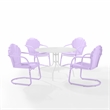Crosley Tulip 5 Piece Retro Outdoor Dining Set in Lavender